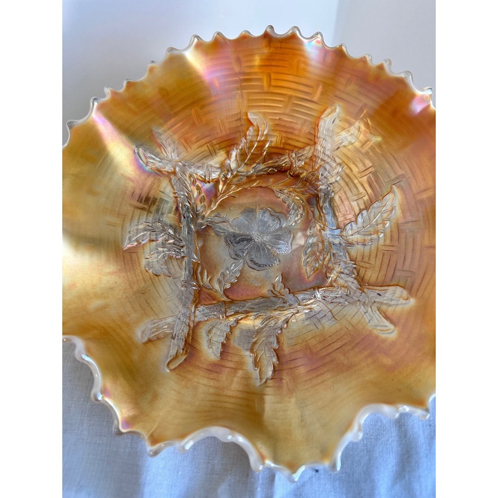Duggan Apple Blossom‎ Carnival Pearlescent Ruffled edge Basketweave Iridescent - Picture 2 of 9